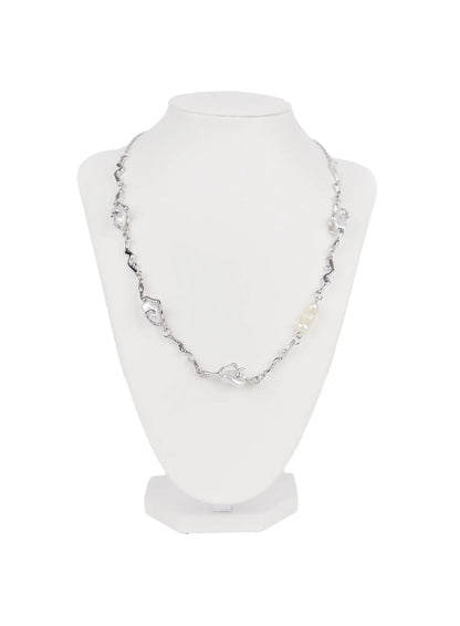 Asymmetric Faux-Pearl Link Necklace IN510