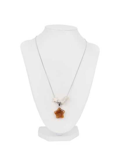 Brown Star Pendant Chain Necklace IN510