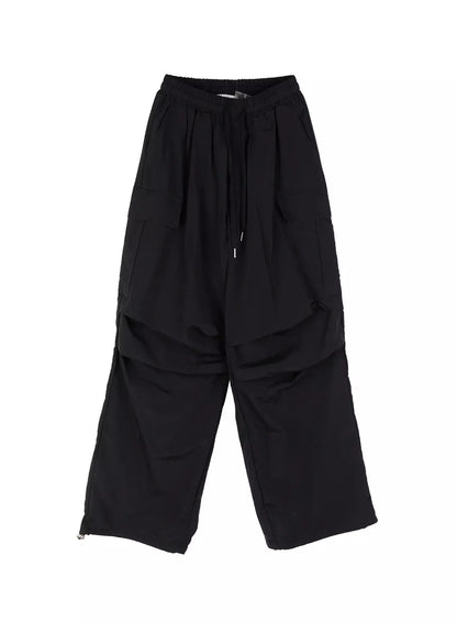Black Utility Wide-Fit Cargo Pants IC503