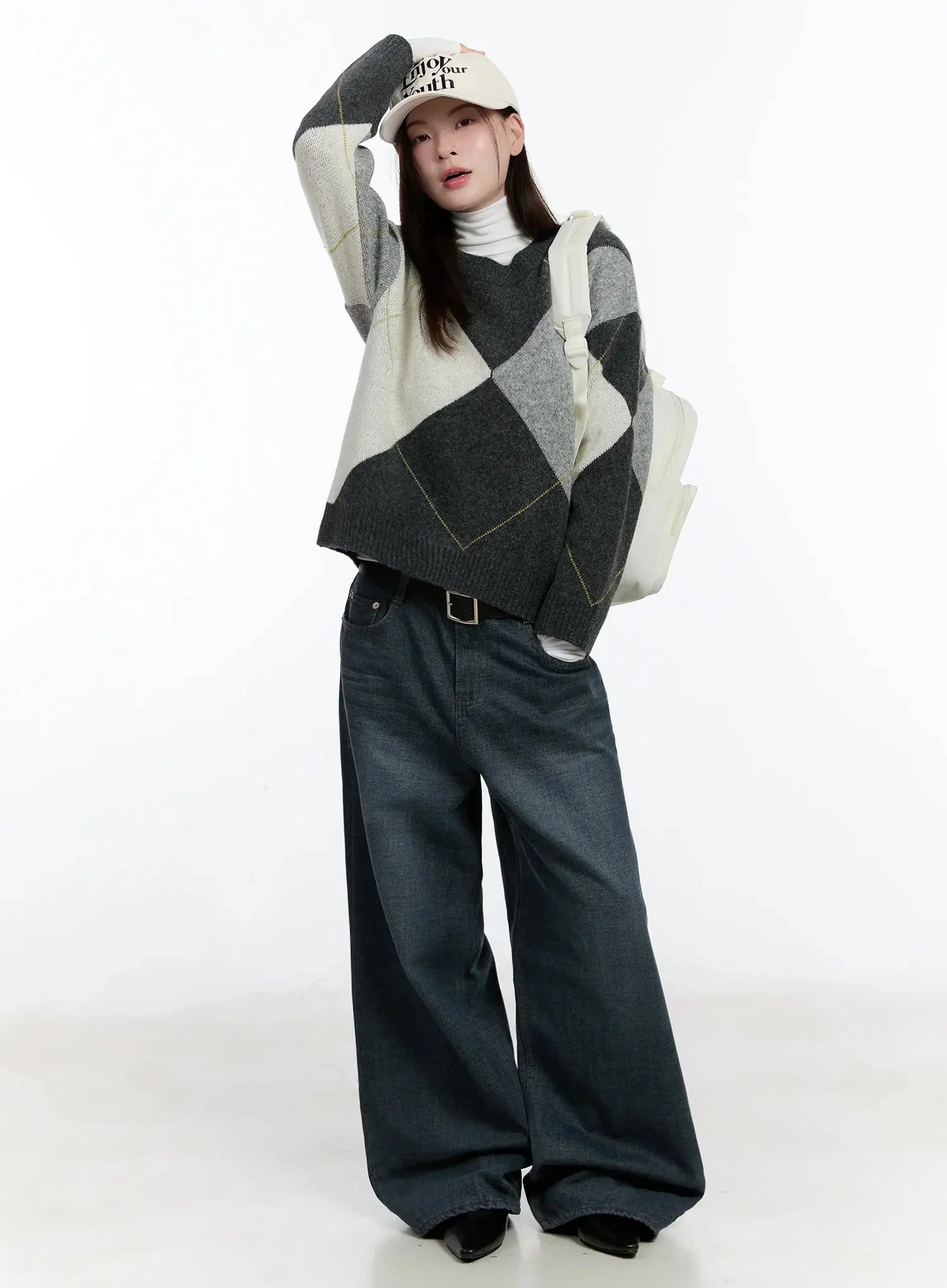 Argyle Pattern Knit Sweater ID526