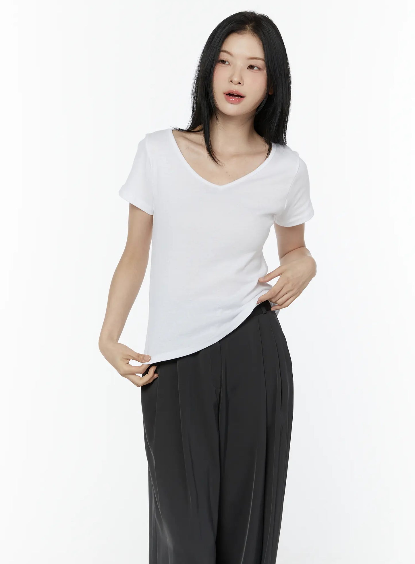 Casual V-Neck Cotton Tee IU503