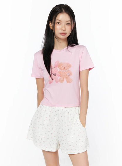 Animal Print Cropped Tee IU516