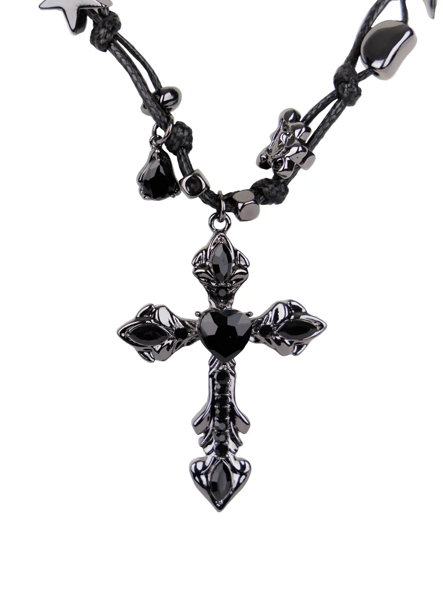 Bold Metallic Pendant Cord Necklace IN510