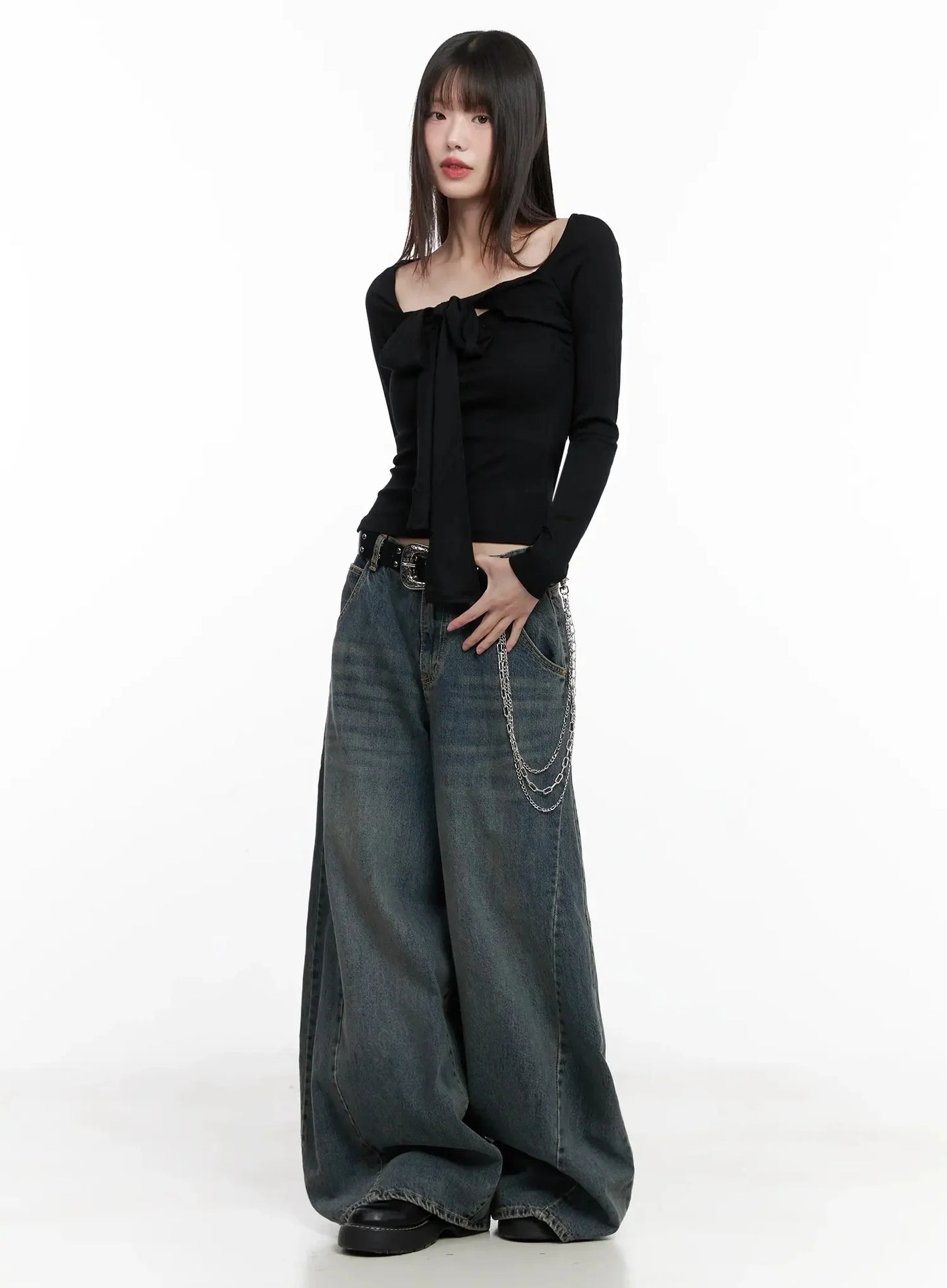 Bow Tie Long Sleeve Top IN507