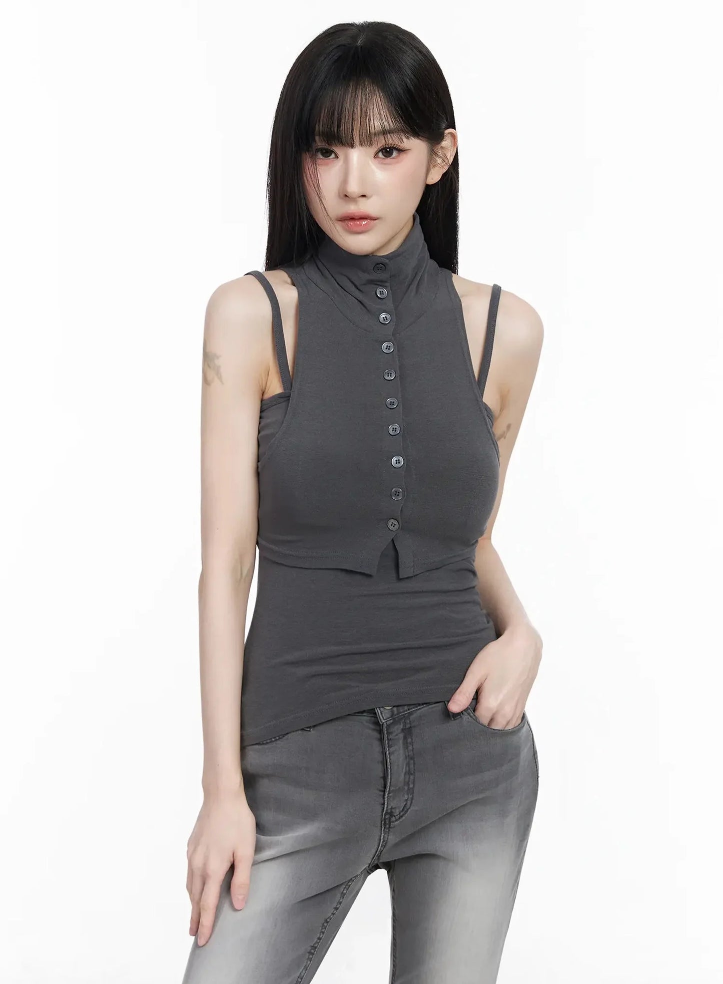 Button-Up Tank and Cardigan Duo IY511