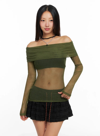 Chich Sheer Off-Shoulder Top IG528