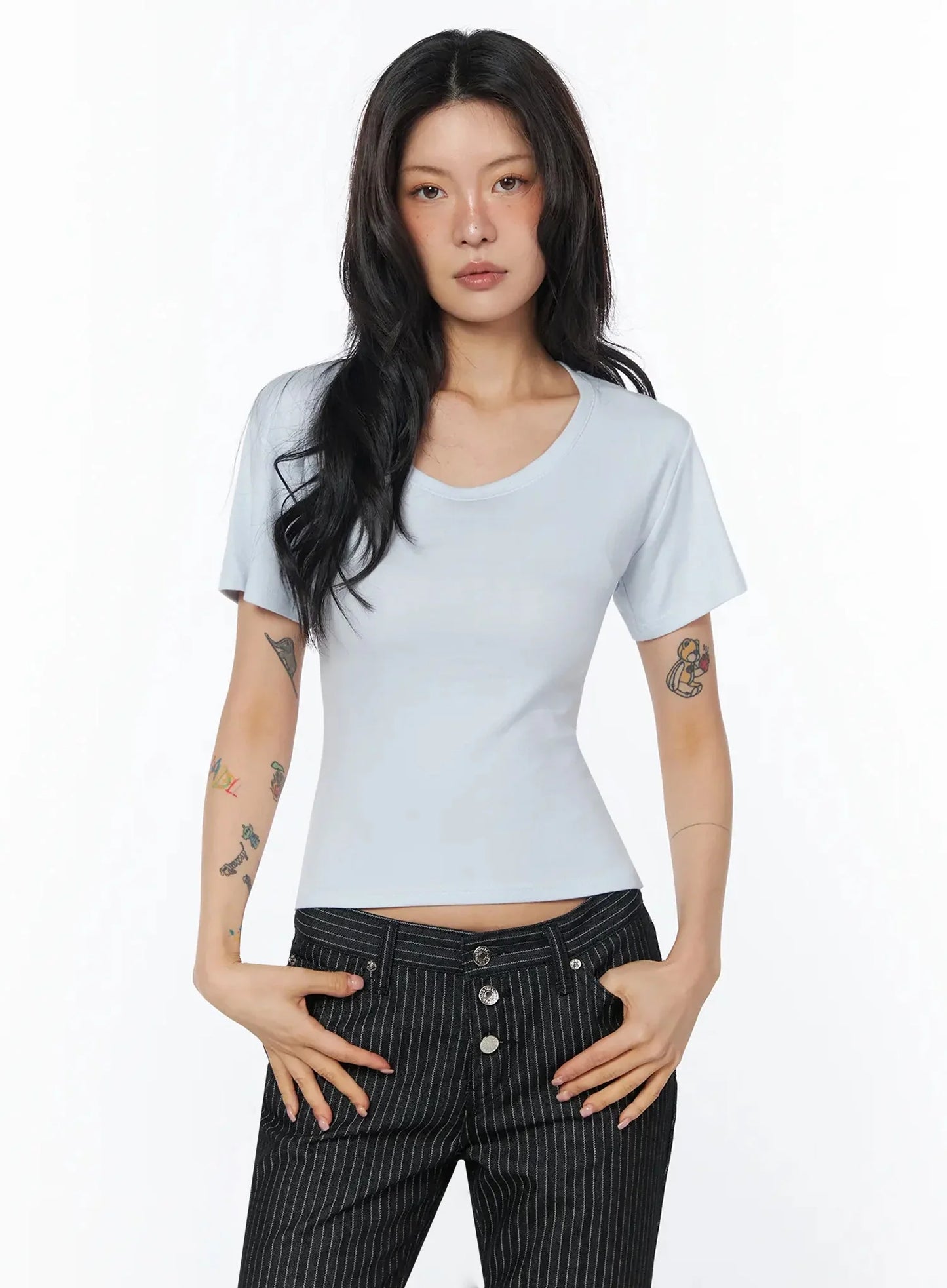 Casual Round Neck Short Sleeve Top IU508