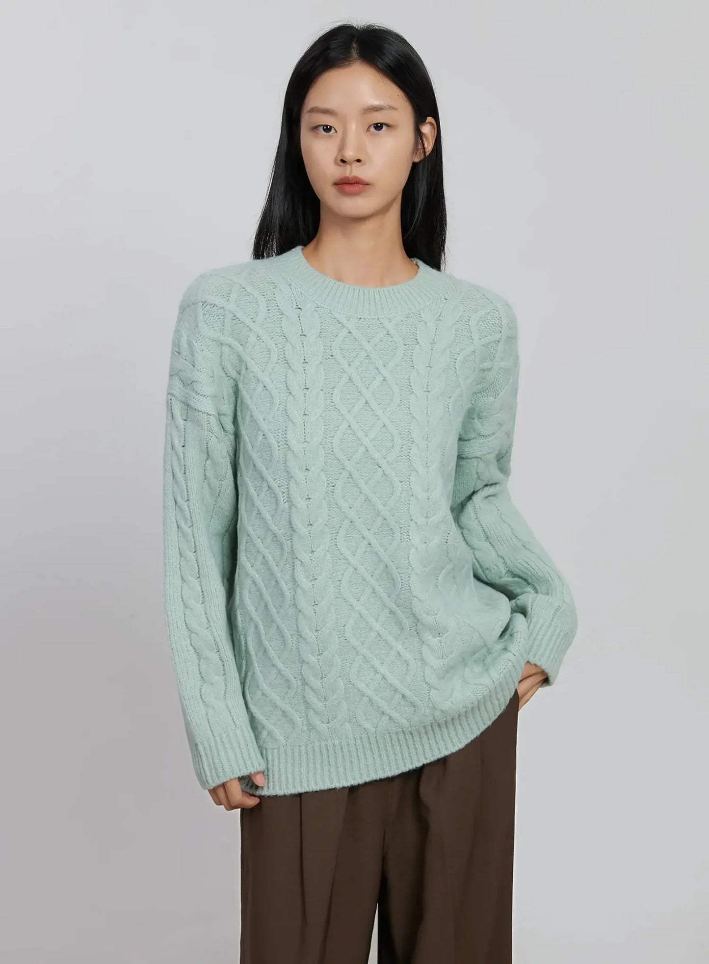 Cable Knit Crew Neck Sweater ID516