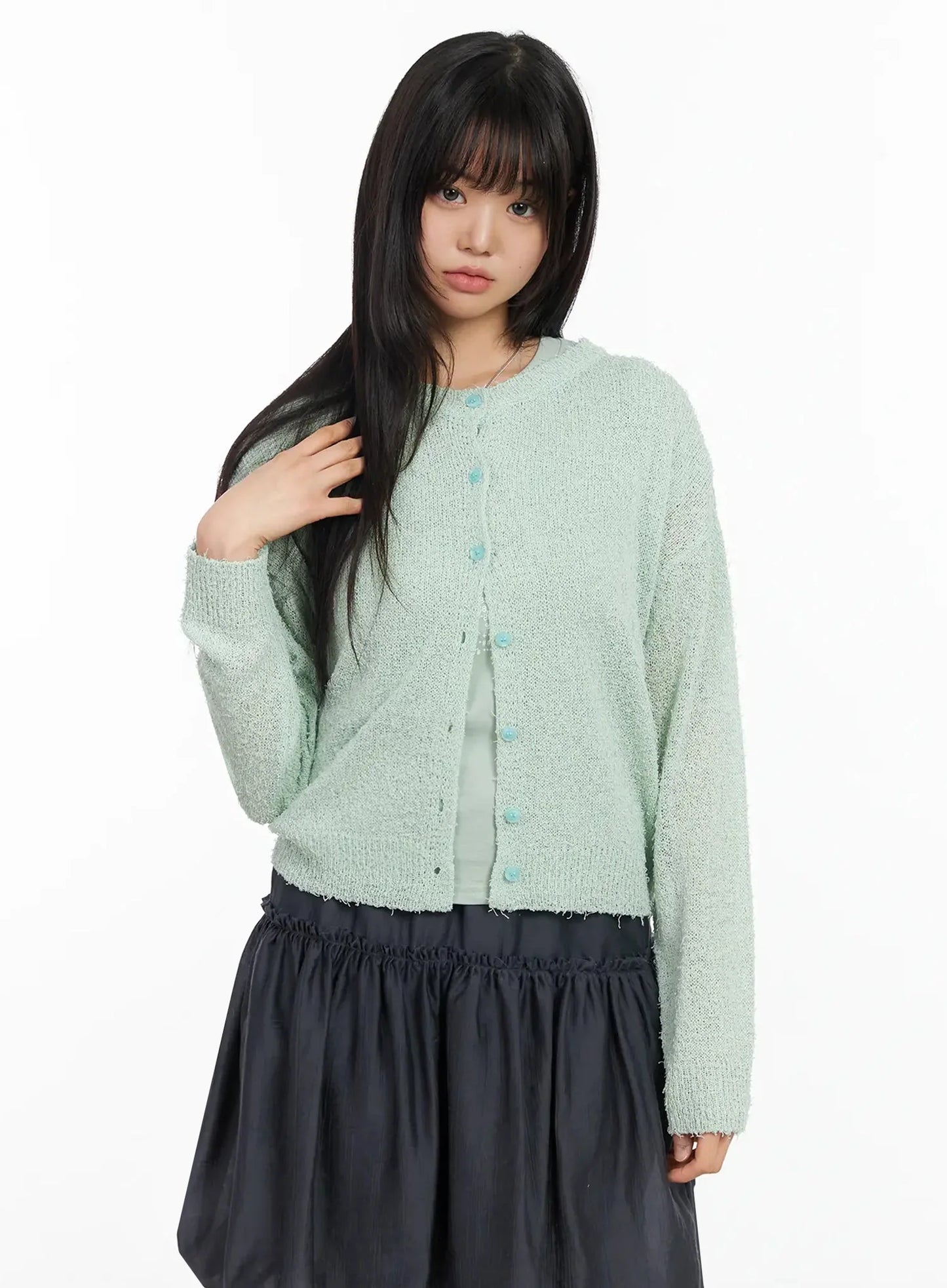 Basic Crew Neck Cardigan IA523