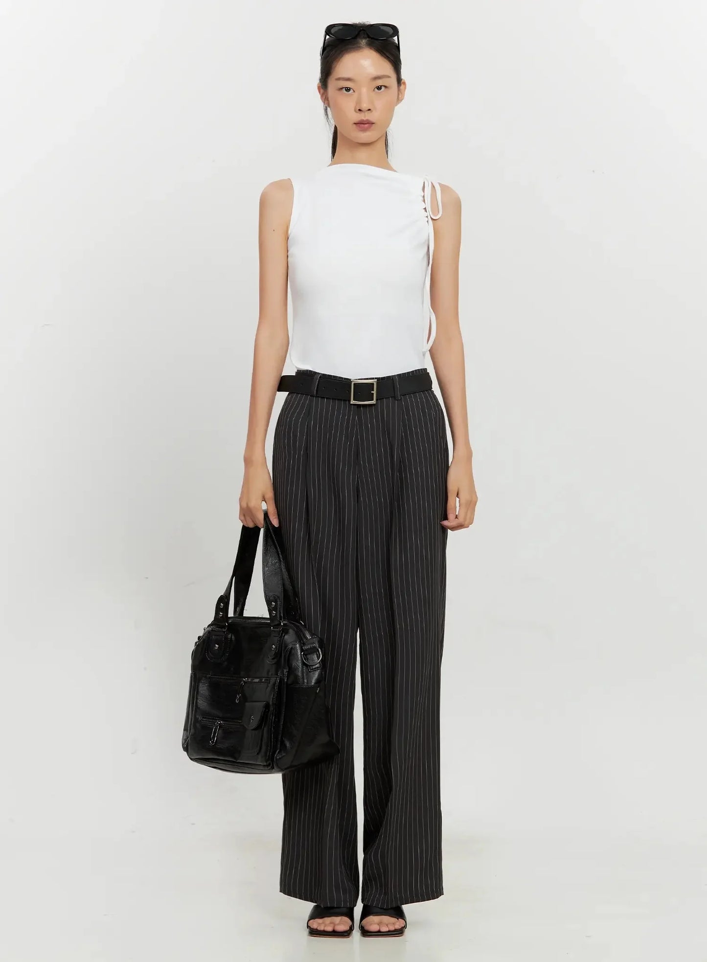 Asymmetric High Neck Tank Top IL528