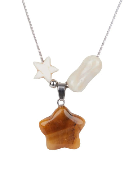 Brown Star Pendant Chain Necklace IN510