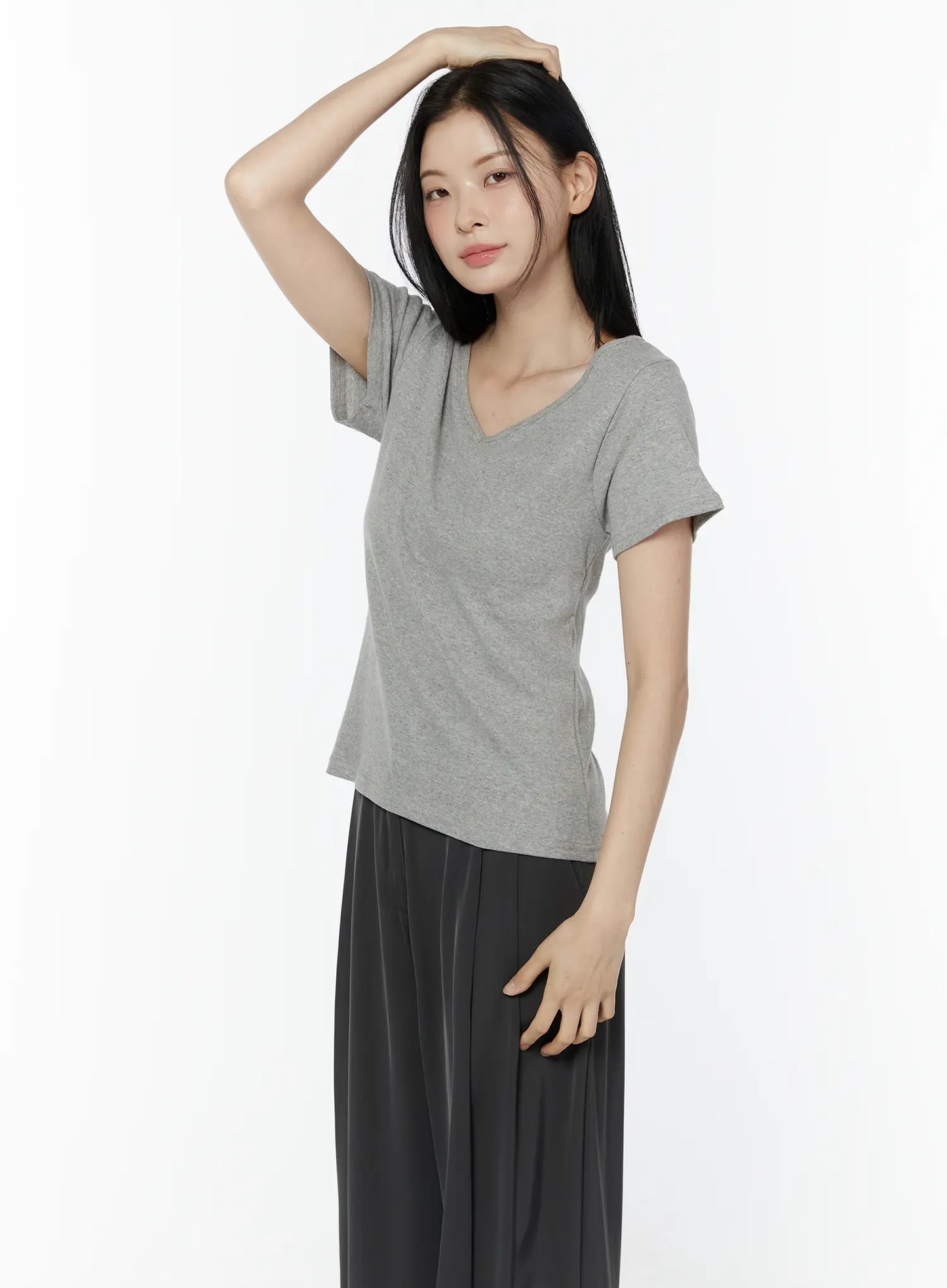 Casual V-Neck Cotton Tee IU503