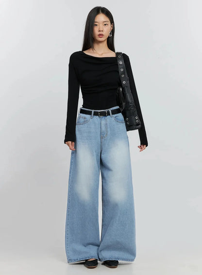 Asymmetric Long Sleeve Top IS516