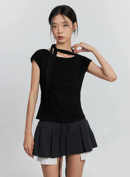 Cap Sleeve Bow Tie Top IS516