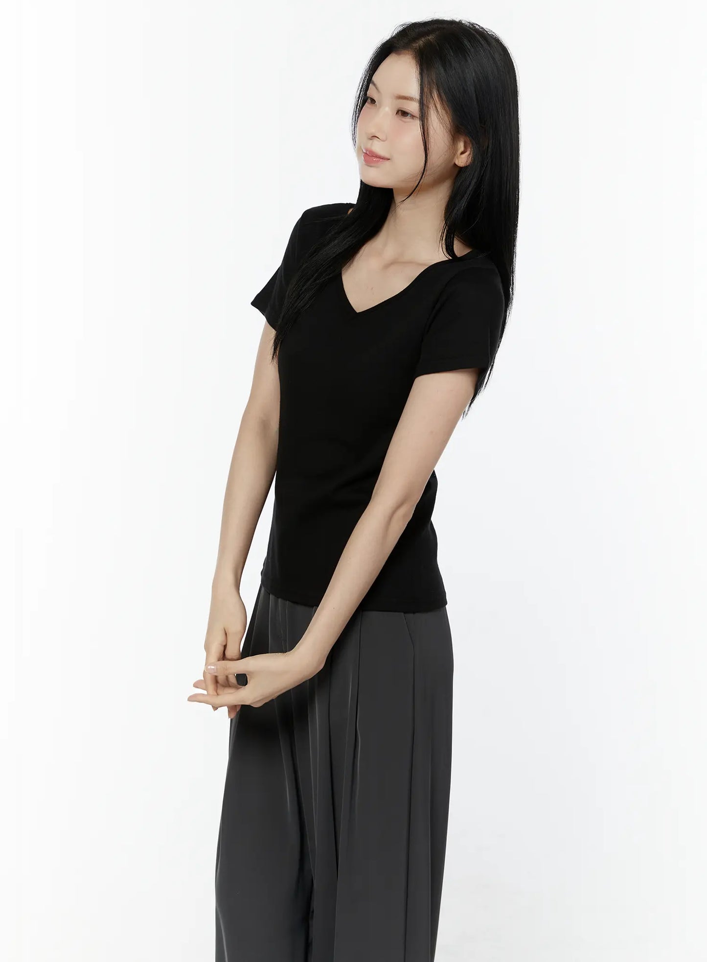 Casual V-Neck Cotton Tee IU503