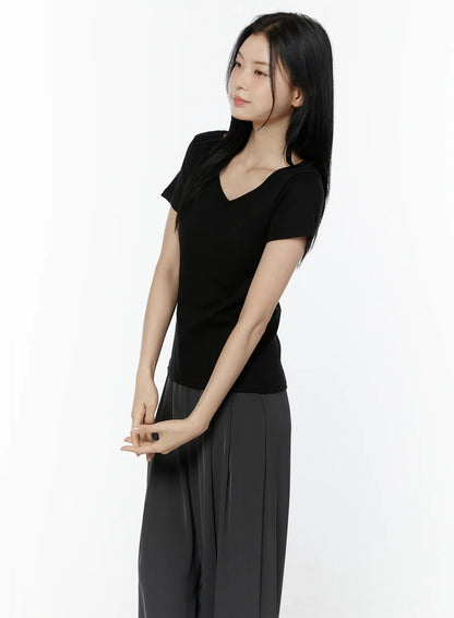 Casual V-Neck Cotton Tee IU503