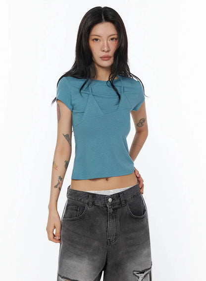 Asymmetric Layered Crop Tee IU509