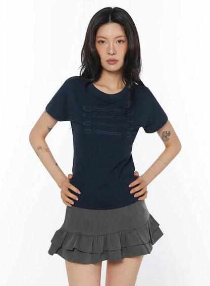 Chic Button Design T-Shirt IU508