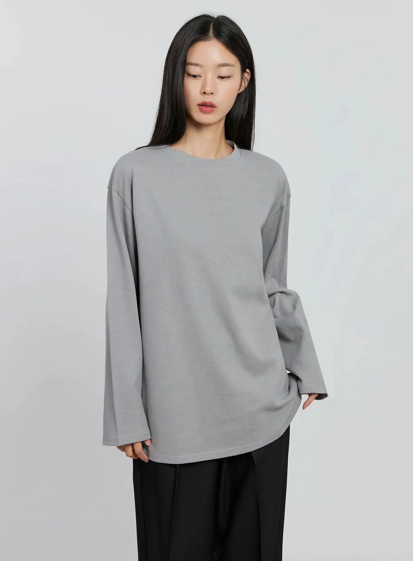 Casual Long Sleeve Oversized Tee IN507