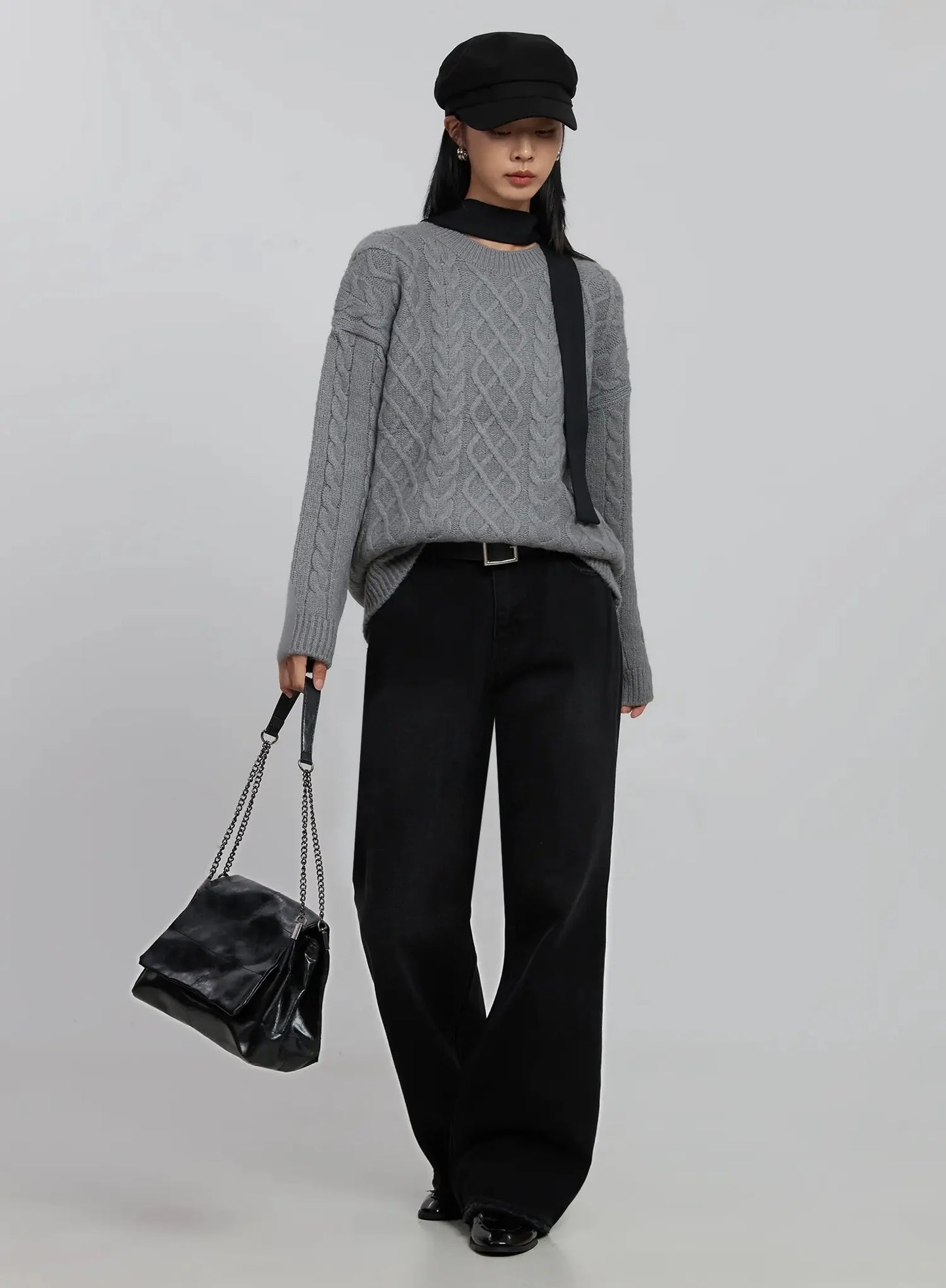 Cable Knit Crew Neck Sweater ID516