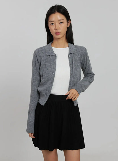 Collar Crop Cardigan IJ508