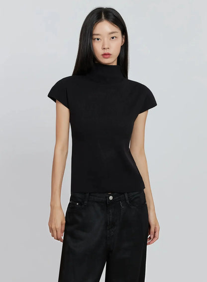 Chic High Neck Knit Top IO530