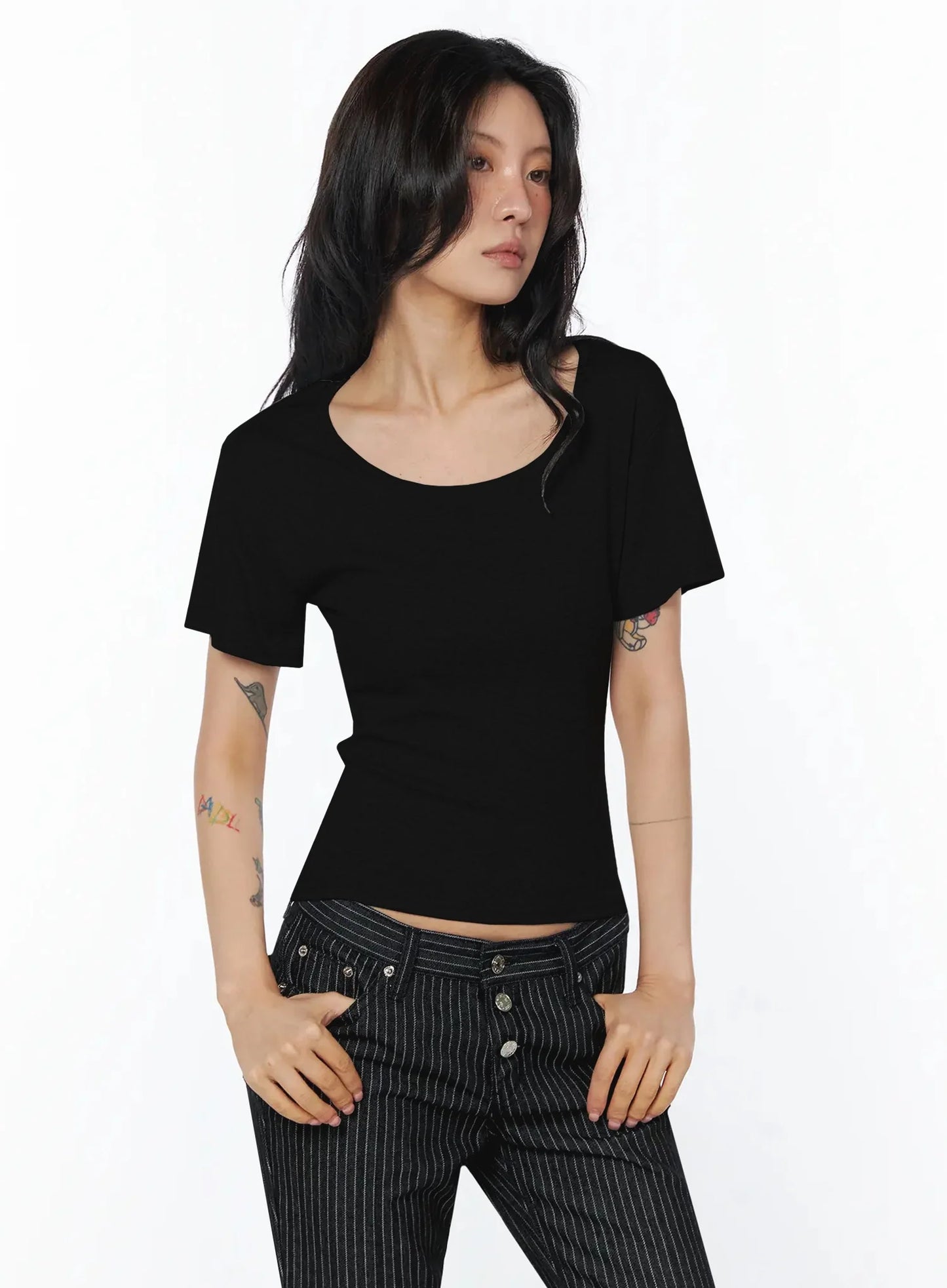 Casual Round Neck Short Sleeve Top IU508