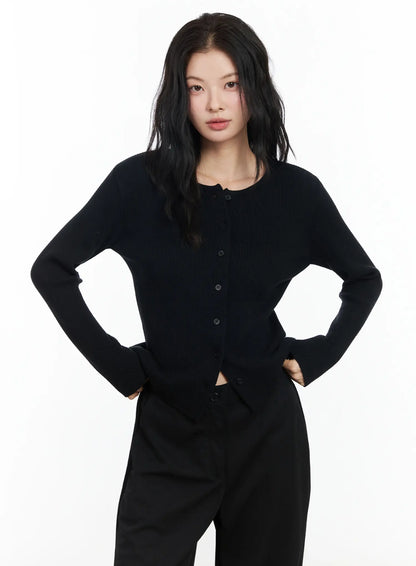 Basic Slim Round Neck Cardigan IM524