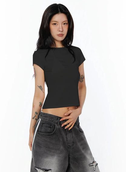 Asymmetric Layered Crop Tee IU509