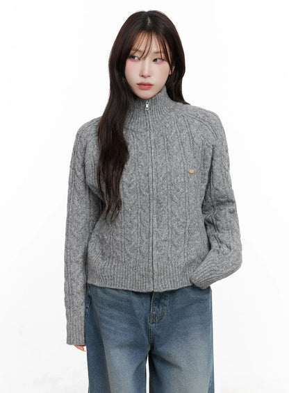 Cable Knit Zip-Up Jacket IN525