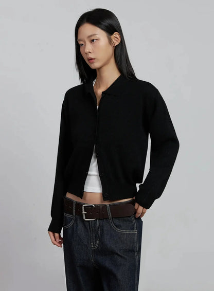Classic Collar Knit Cardigan IM520