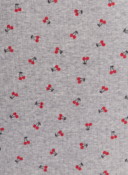Cherry Print Sweetheart Neckline Tee IU505