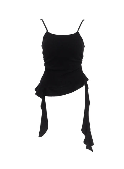 Asymmetric Frill Long Tank Top IC503