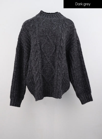 Cable Knit Buttoned Sweater IS301