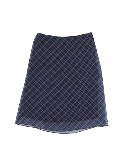 Chiffon Flare Plaid Midi Skirt IY507