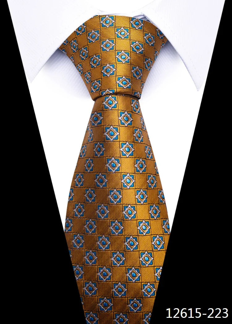 Tie For Men Newest design Luxurious 7.5 cm Necktie Shirt Accessories Striped Dark Red Man's New Year's Day