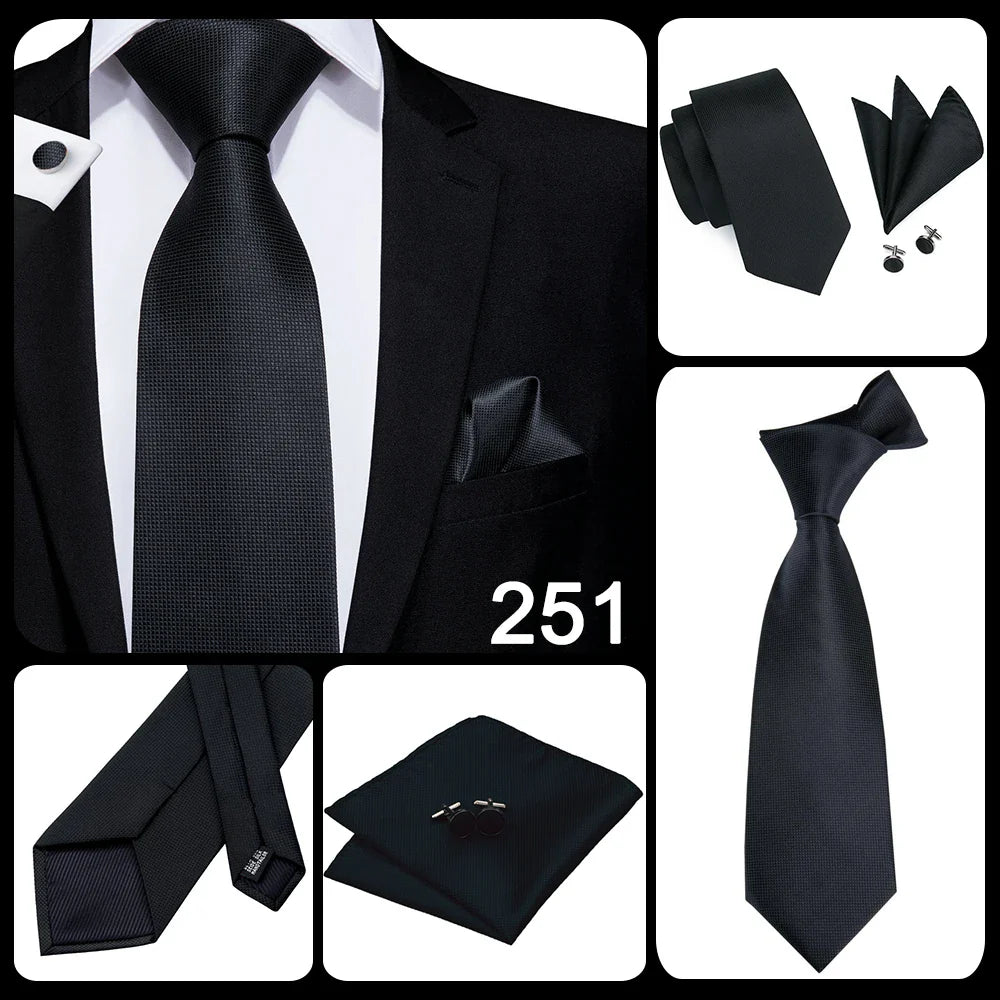 Hi-Tie Blue Business Solid 100% Silk Men's Tie NeckTie 8.5cm Ties for Men Formal Luxury Wedding High Quality Gravata