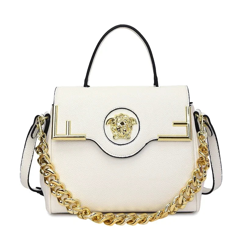 Premium Retro Messenger Bag Women - Textured Leather Shopper with Custom Paris Letter Logo & Versatile Crossbody Strap Design