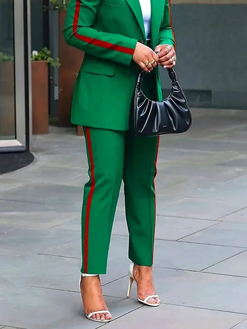 Missuoo 2025 Women's Side Stripe Casual Suit Ankle Pants Summer Fashion Office High Waist Trousers Straight Comfort Bottoms