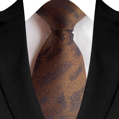 Luxury 8CM Mens Necktie Brown Orange Color Dot Stripes Ties For Man Groom Jacquard Woven Neck Tie For Business Wedding Party