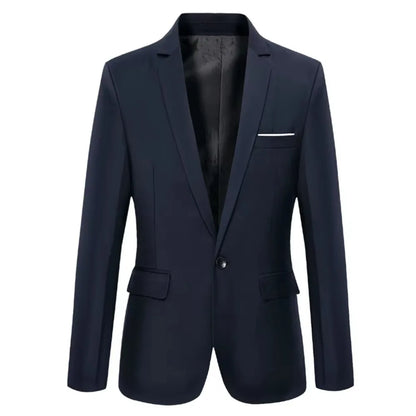 Men Blazer Single Button Cardigan Full Sleeve Slim Fit Turn Down Collar Top Blazer Solid Smart Casual Outwear Spring 2025