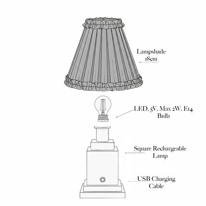 Square Rechargeable Lamp with Cobalt & Red Lotus Shade (18cm)