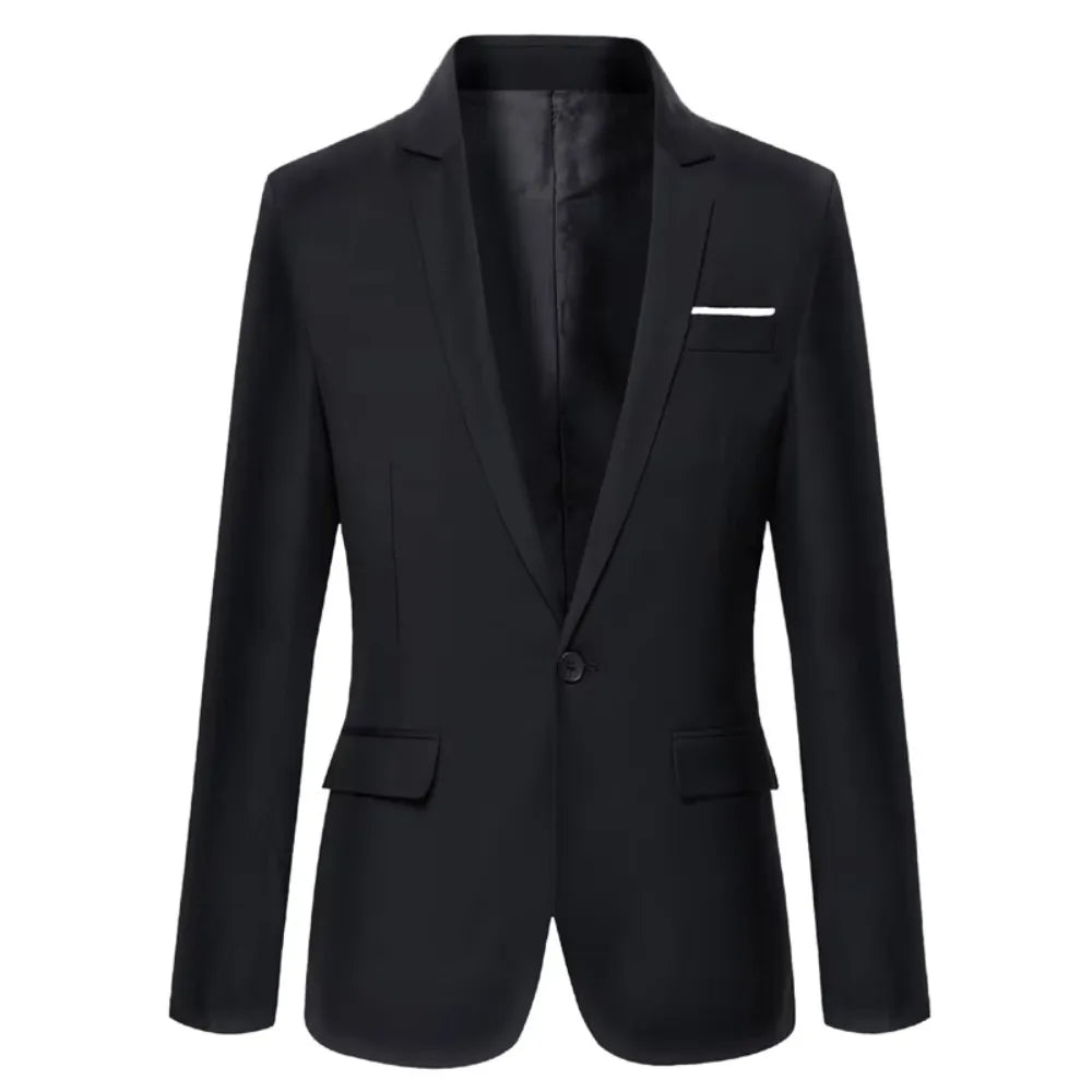 Men Blazer Single Button Cardigan Full Sleeve Slim Fit Turn Down Collar Top Blazer Solid Smart Casual Outwear Spring 2025
