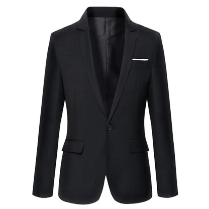 Men Blazer Single Button Cardigan Full Sleeve Slim Fit Turn Down Collar Top Blazer Solid Smart Casual Outwear Spring 2025