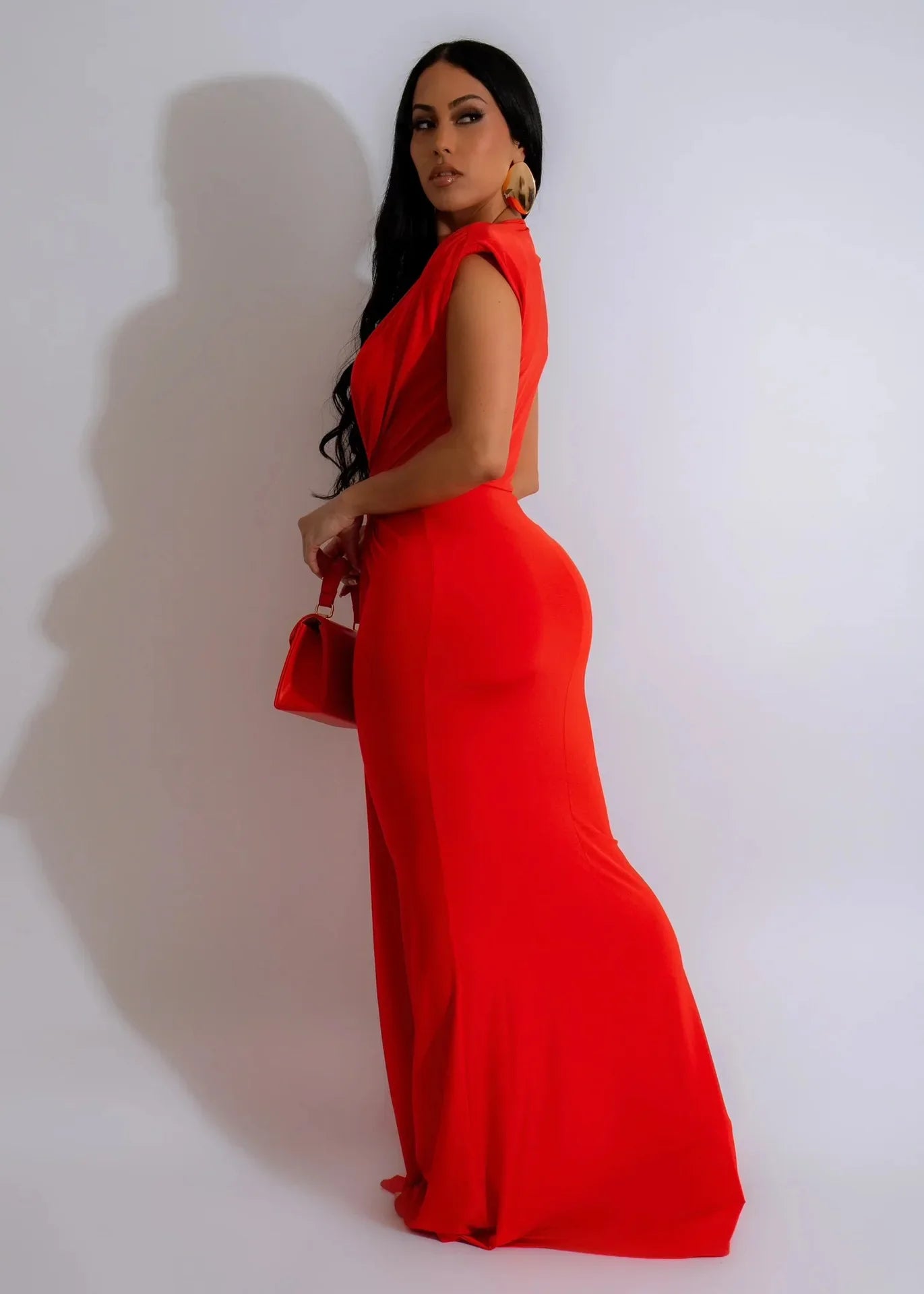 Dress Women Long Dresses Deep V Neck Sleeveless Solid Slim Fit Tight Waist Sexy Elegant Splice Hip Wrap Temperament Vestidos