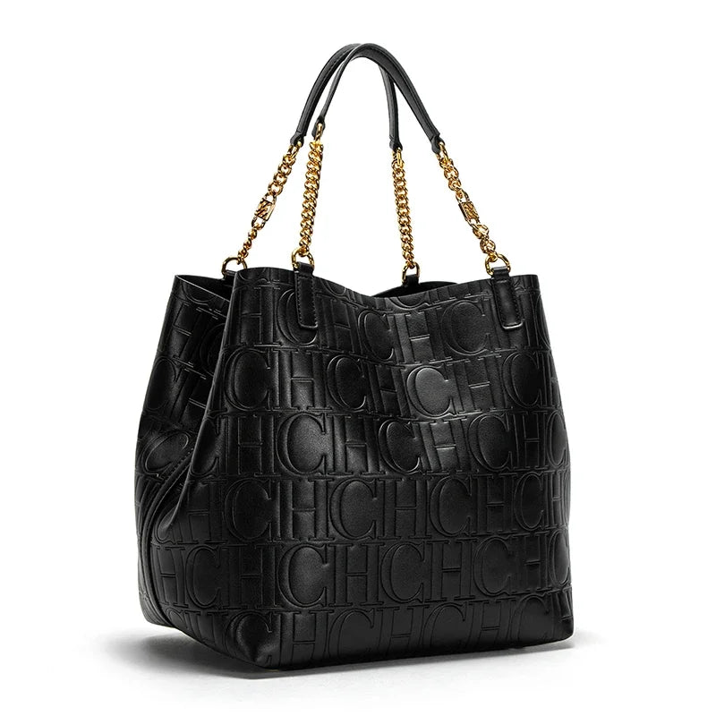 CH Superior Sense of Solid Colour Simple Style Ladies Large Capacity Tote Bag Daily Commuting Fashion Style Ladies Versatile