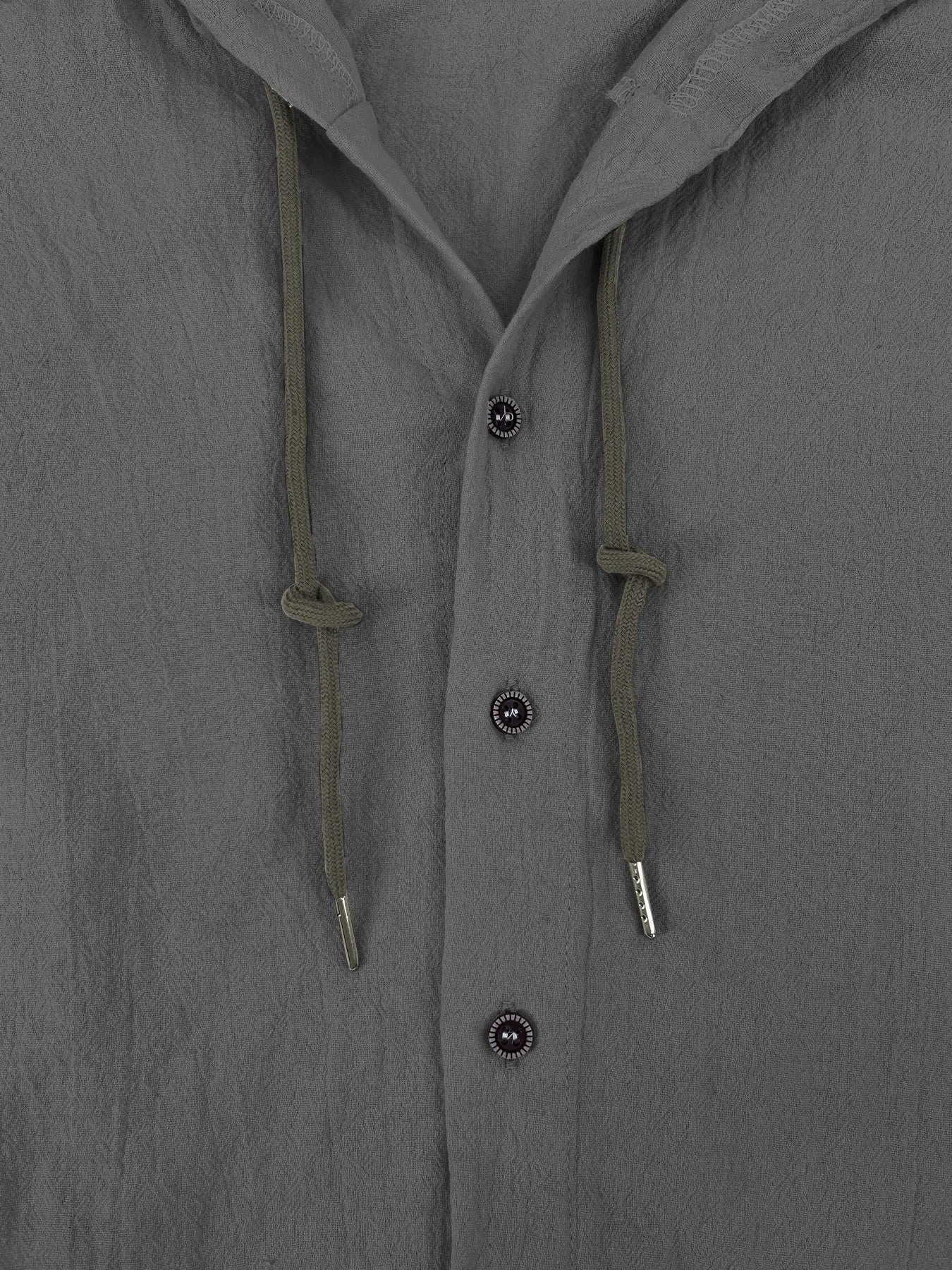 Summer Men's Linen Shirt Solid Streetwear Long Sleeve Hoodie Cardigan Clothing For Men Button Tops Casual Loose Men Hooded Shirt