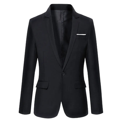 Men Blazer Single Button Cardigan Full Sleeve Slim Fit Turn Down Collar Top Blazer Solid Smart Casual Outwear Spring 2025
