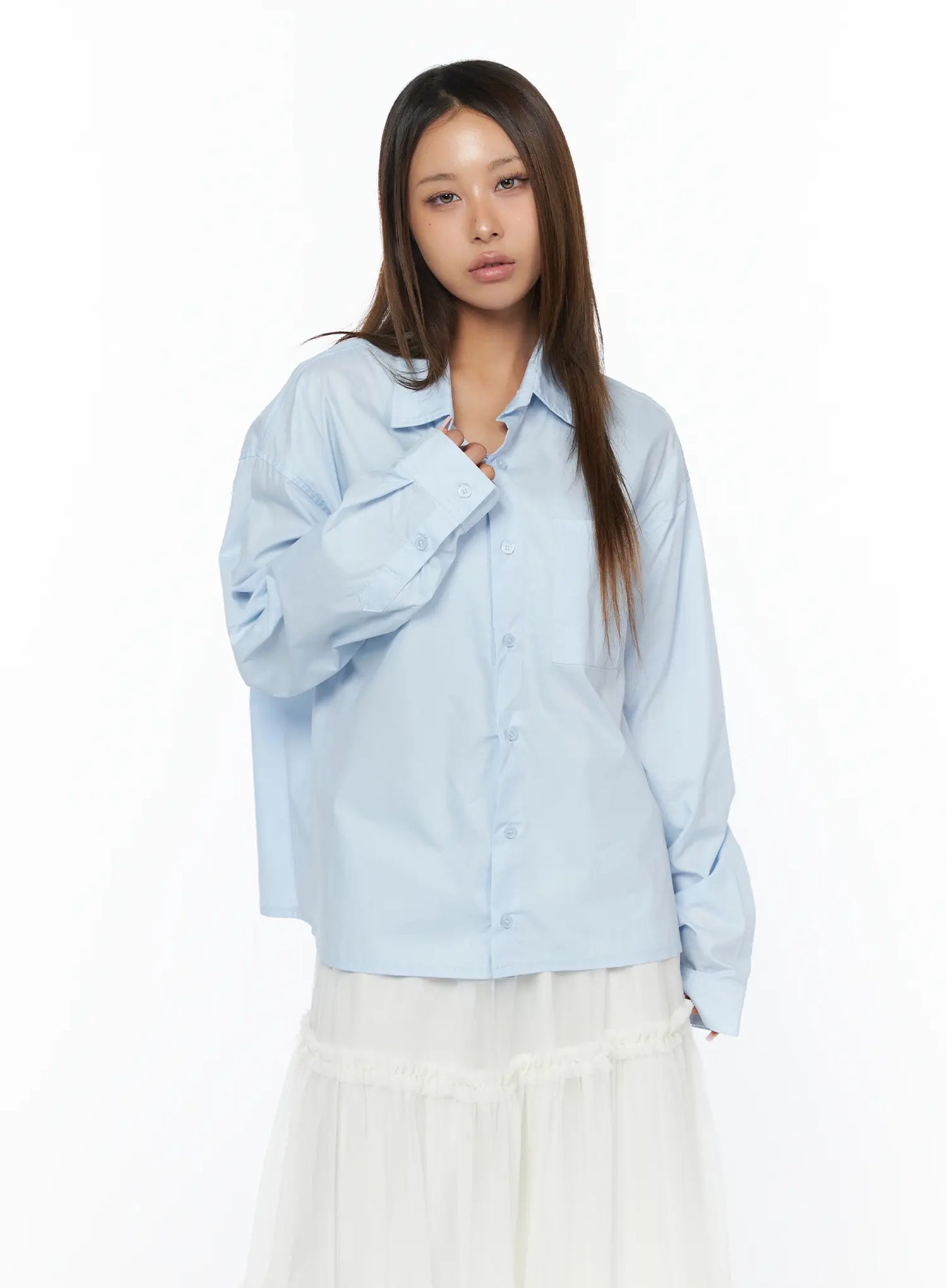 Casual Loose Fit Button-Up Shirt CA516