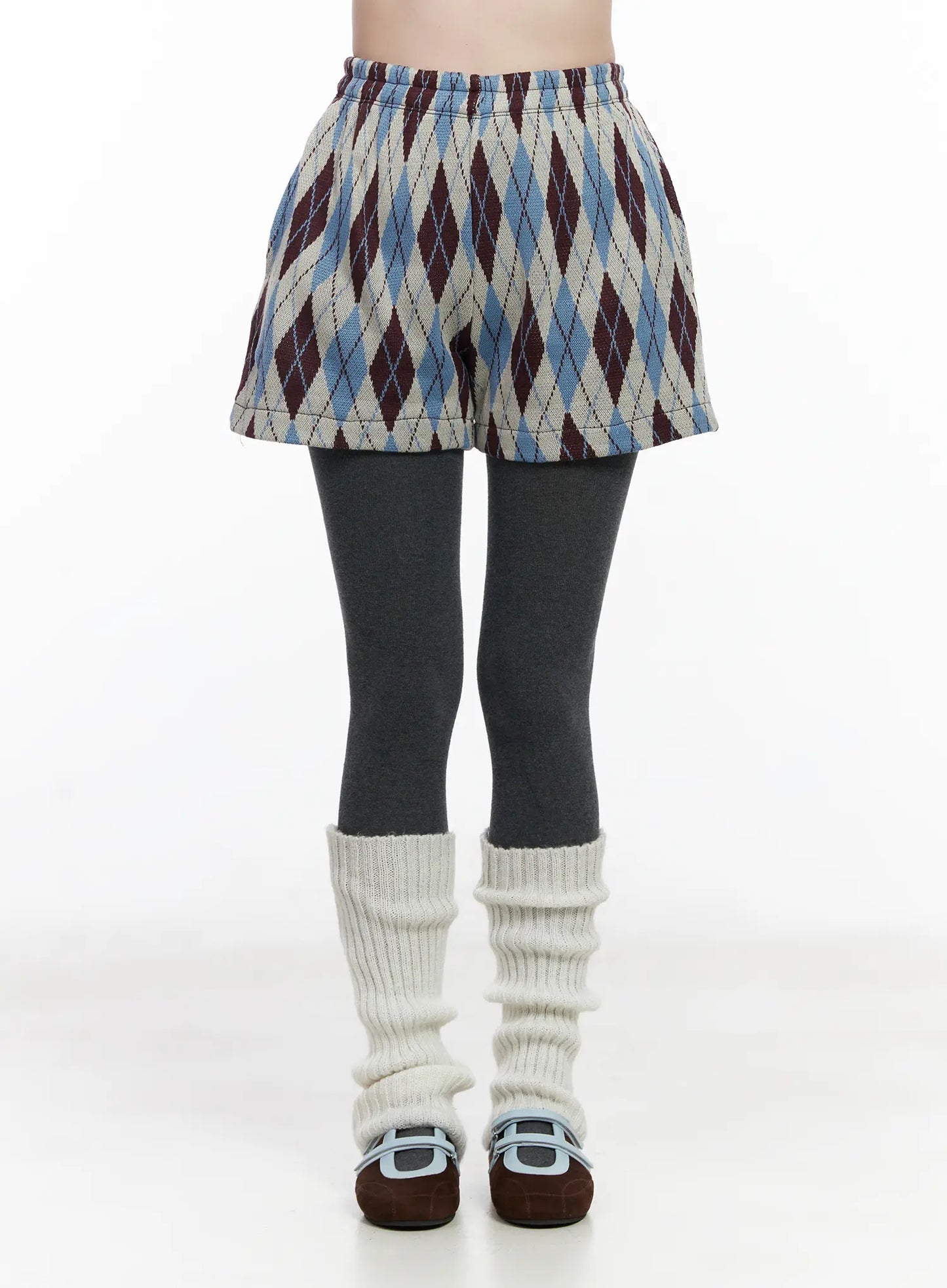 Argyle Pattern Knit Shorts CJ520